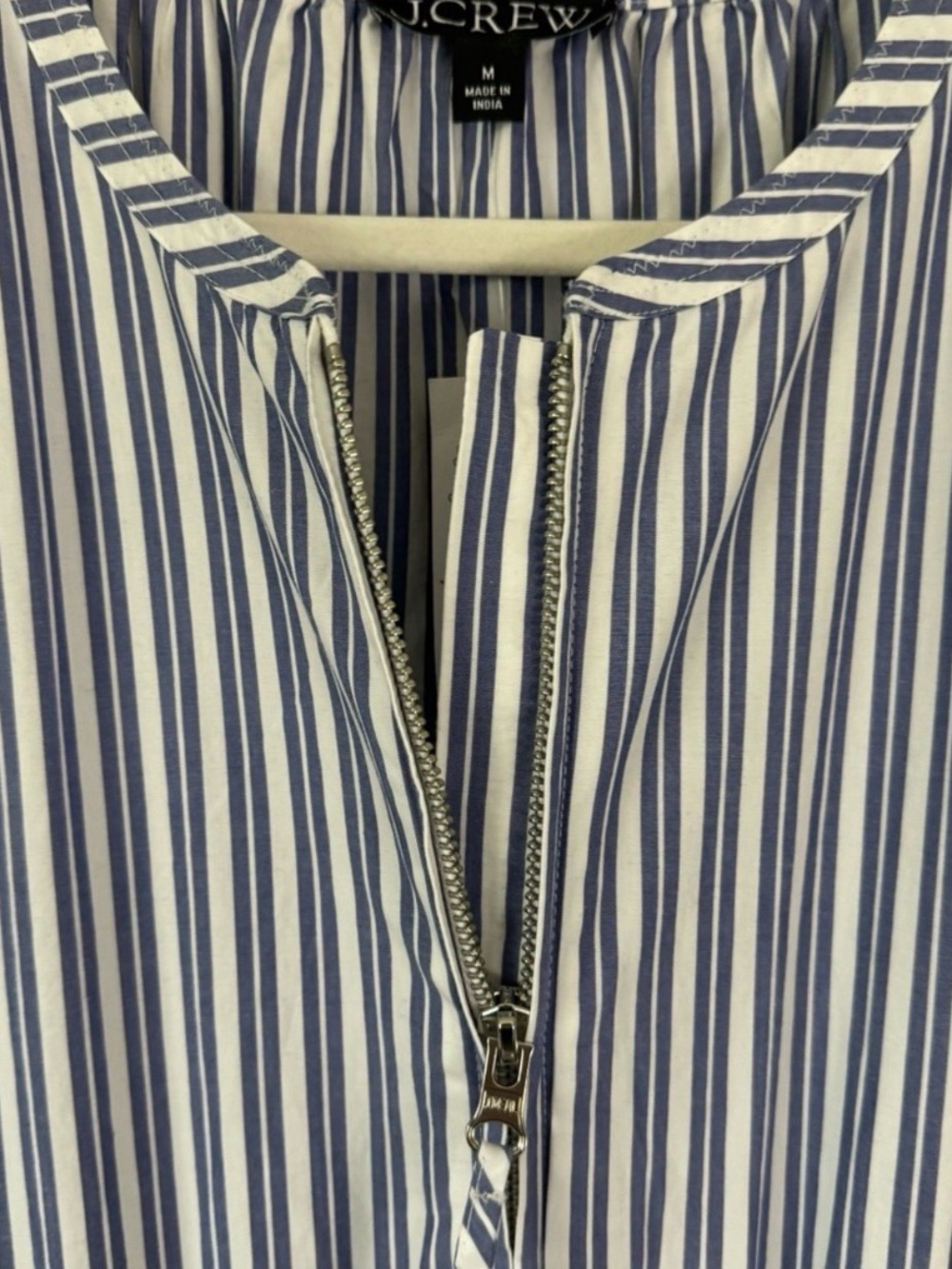 BNWT J. Crew Striped Blue & White Midi Dress with Gathered Waist - Picture 8 of 10